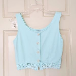 NWOT. Vintage 100% Cotton Cropped Tank Top with cotton laces.